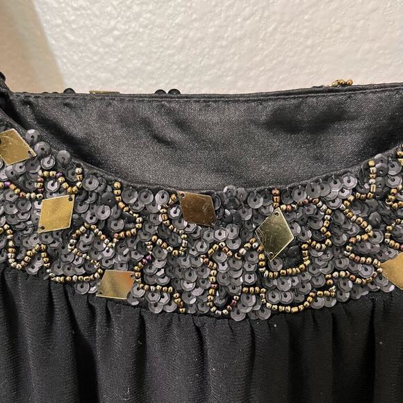 Suewong Black Cocktail/ Party Dress Sz 12 Beaded Sequence Scoop Back - Picture 4 of 6